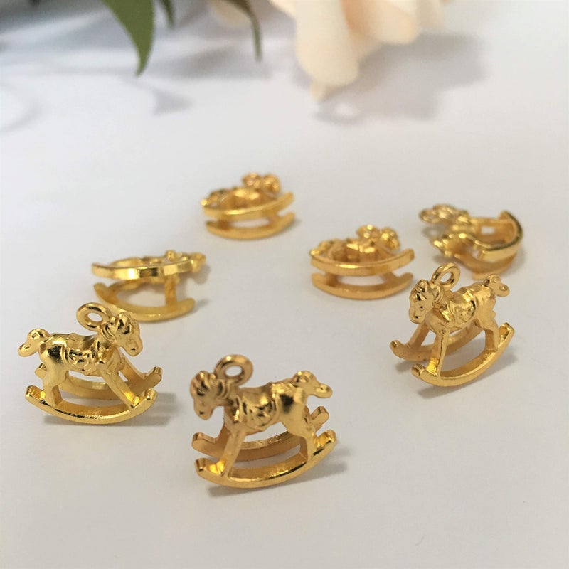 NUORUI Gold Tone Rocking Horse Toy Charms for Wedding Baby Shower Party Decorated Chocolate Favors (Gold Rocking Horse) - Image 2